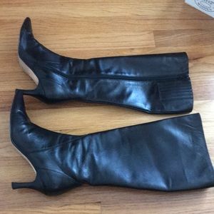 Leather knee boots